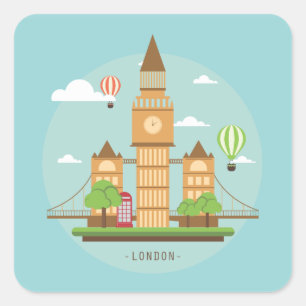 London England Landmarks Throw Seals Stickers