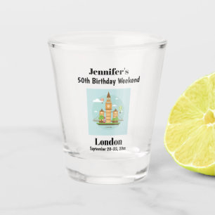 London England Milestone Birthday Party Trip Shot Glass