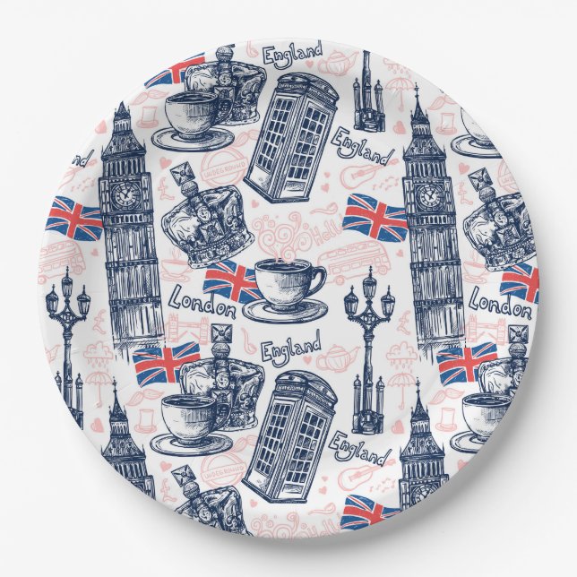 London, England Paper Plate (Front)