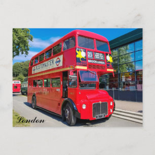 London England Red Bus Postcard