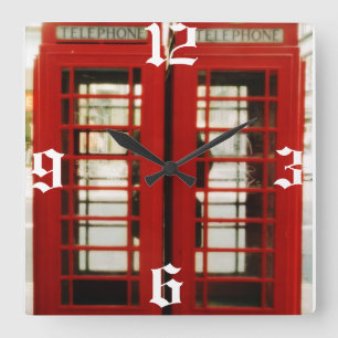 LONDON ENGLAND RED TELEPHONE BOOTH clock