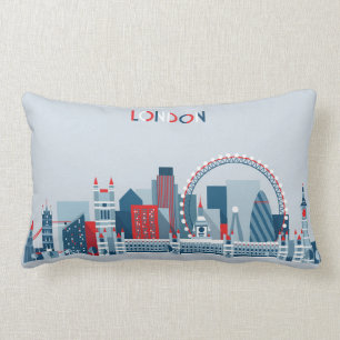 London, England   Red, White and Blue Skyline Lumbar Cushion