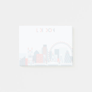 London, England Red, White and Blue Skyline Post-it Notes