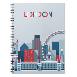 London, England   Red, White and Blue Skyline Spiral Notebook