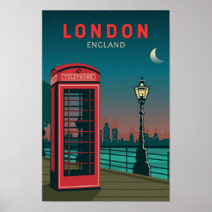 London England Retro Travel Art Vintage Poster