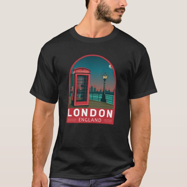 London England Retro Travel Art Vintage  T-Shirt (Front)
