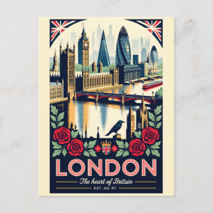London England Retro Travel Poster Art Holiday Postcard