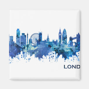 London England Skyline Blue Magnet
