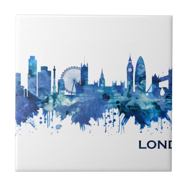 London England Skyline Blue Tile (Front)