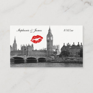 London England Skyline Kiss BW Place Cards