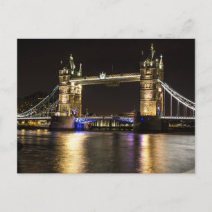 London England Skyline Night Postcard Bridge