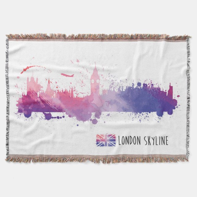 London England Skyline Splash Throw Blanket (Front)