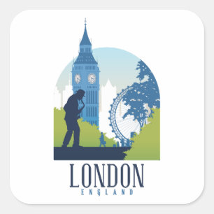 London England Skyline Square Sticker