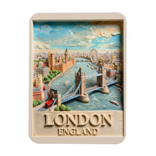 London England Skyline Vintage Textured Travel Art Magnet