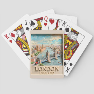 London England Skyline Vintage Textured Travel Art Playing Cards