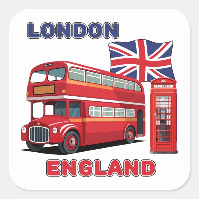 London England Square Sticker (Front)