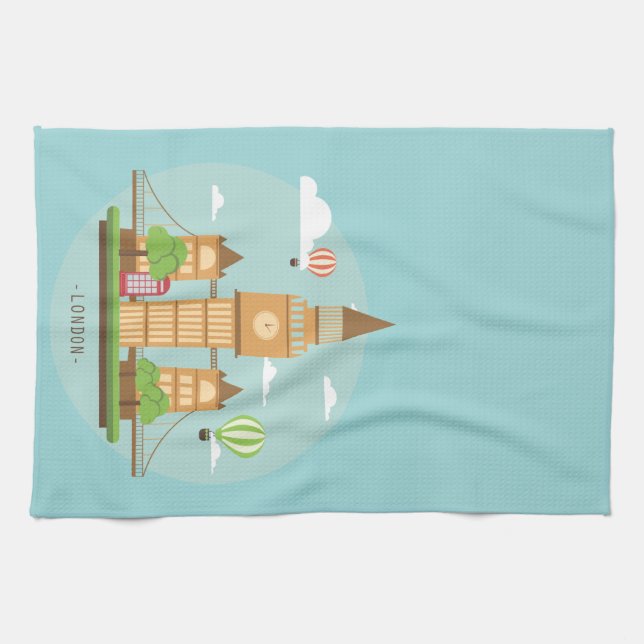 London England Themed Kitchen Towel (Horizontal)