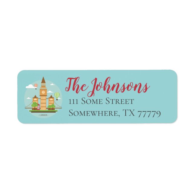 London England Themed Return Address Labels (Front)