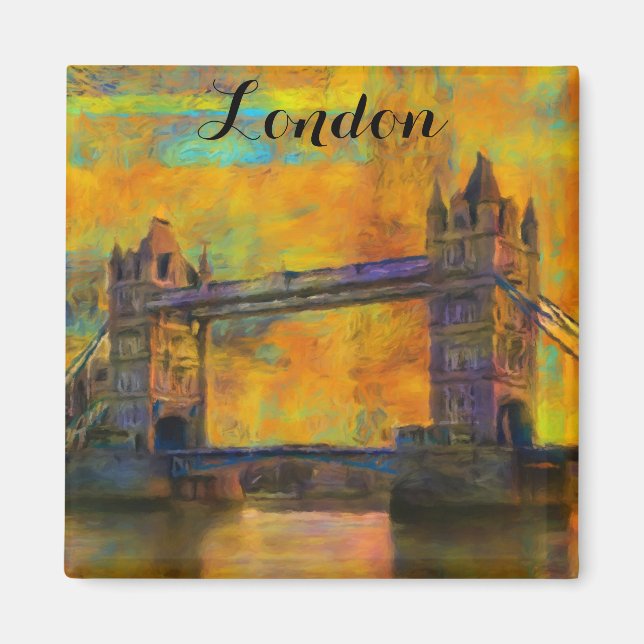 London England Tower Bridge Colourful Abstract Magnet (Front)