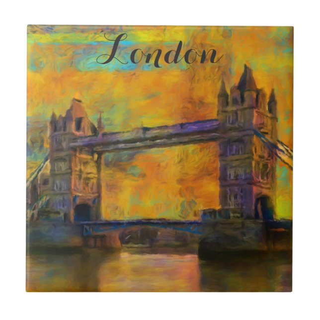 London England Tower Bridge Colourful Abstract Tile (Front)