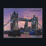 London England Tower Bridge Sunset Postcard<br><div class="desc">Anyone would love to receive this postcard of the Tower Bridge in London,  England at sunset!  The font and colour of the text can be changed to fit your preference.</div>