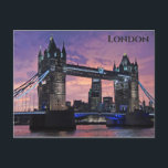 London England Tower Bridge Sunset Postcard<br><div class="desc">Anyone would love to receive this postcard of the Tower Bridge in London,  England at sunset!  The font and colour of the text can be changed to fit your preference.</div>