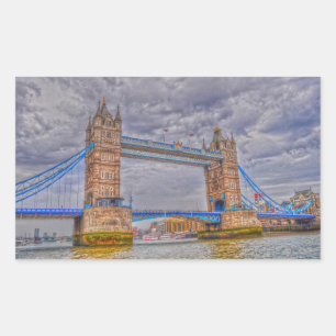 London, England Tower Bridge & Thames River Rectangular Sticker