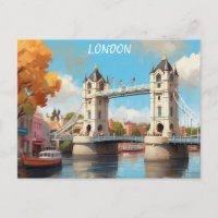 London England Tower Bridge Watercolor Travel