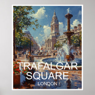 London England Trafalgar Square Travel Poster