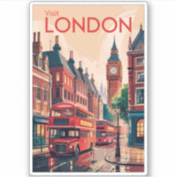 London England Travel Art Vintage