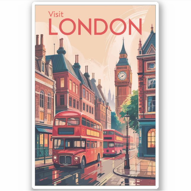 London England Travel Art Vintage (Front)