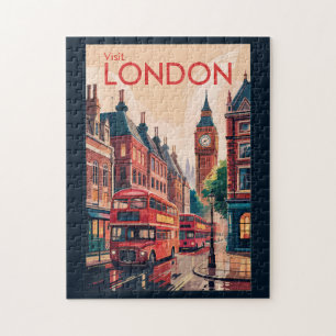 London England Travel Art Vintage Jigsaw Puzzle