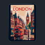 London England Travel Art Vintage Magnet<br><div class="desc">London retro vector travel design. From Buckingham Palace and the Tower of London to exploring the Thames River and West End shows,  London offers a dynamic mix of tradition and modern culture.</div>