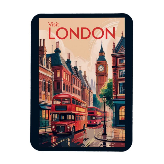 London England Travel Art Vintage Magnet (Vertical)