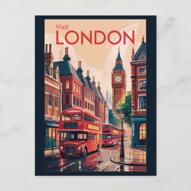 London England Travel Art Vintage Postcard (Front)
