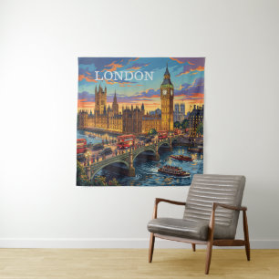 London England Travel Art Vintage Tapestry