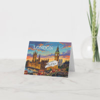 London England Travel Art Vintage