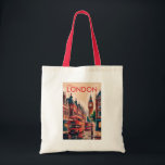London England Travel Art Vintage Tote Bag<br><div class="desc">London retro vector travel design. From Buckingham Palace and the Tower of London to exploring the Thames River and West End shows,  London offers a dynamic mix of tradition and modern culture.</div>