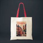 London England Travel Art Vintage Tote Bag<br><div class="desc">London retro vector travel design. From Buckingham Palace and the Tower of London to exploring the Thames River and West End shows,  London offers a dynamic mix of tradition and modern culture.</div>