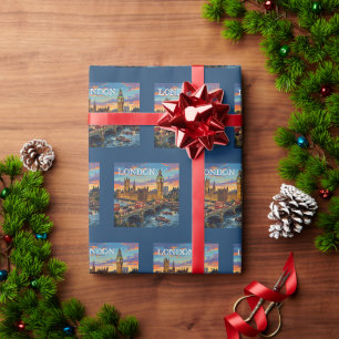 London England Travel Art Vintage Wrapping Paper