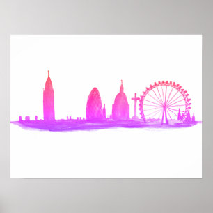 London England Travel Destination Skyline Vintage Poster