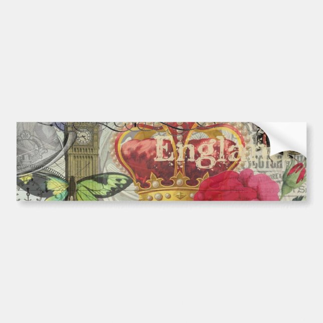 London England Travel Vintage Europe Art Bumper Sticker (Front)
