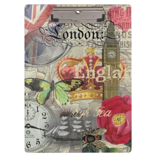 London England Travel Vintage Europe Art Clipboard (Front)