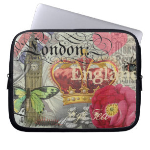 London England Travel Vintage Europe Art Laptop Sleeve