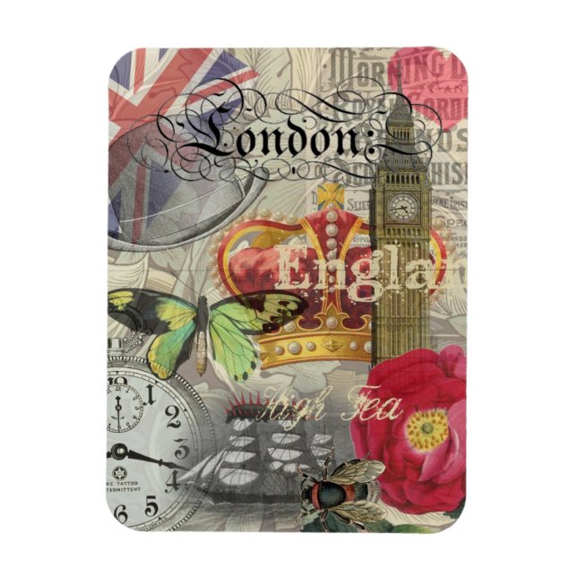 London England Travel Vintage Europe Art Magnet (Vertical)