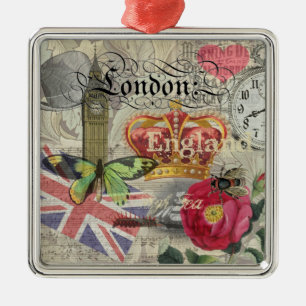 London England Travel Vintage Europe Art Metal Tree Decoration
