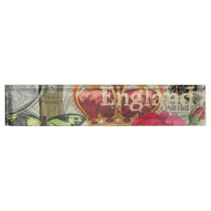 London England Travel Vintage Europe Art Nameplate