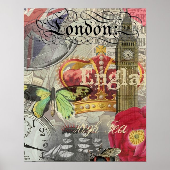 London England Travel Vintage Europe Art Poster (Front)