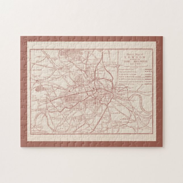 London England Tube Railways Antique Sketch Map Jigsaw Puzzle (Horizontal)