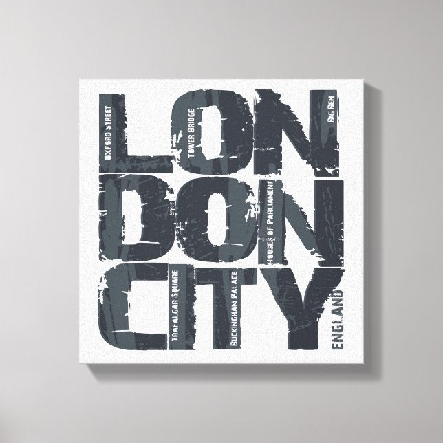 London, England Typography Canvas Print (Front)